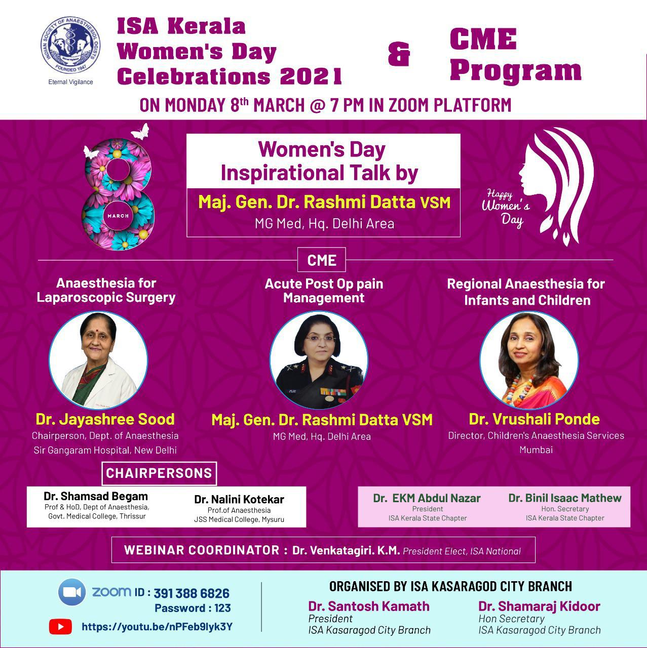  ISA Kerala Women's Day Celebrations and CME Program 2021